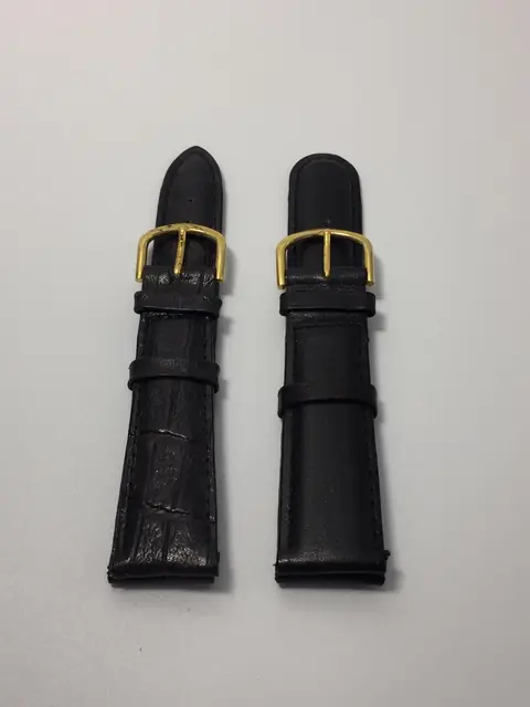 Correa de cuero negra de 20 mm con barriga