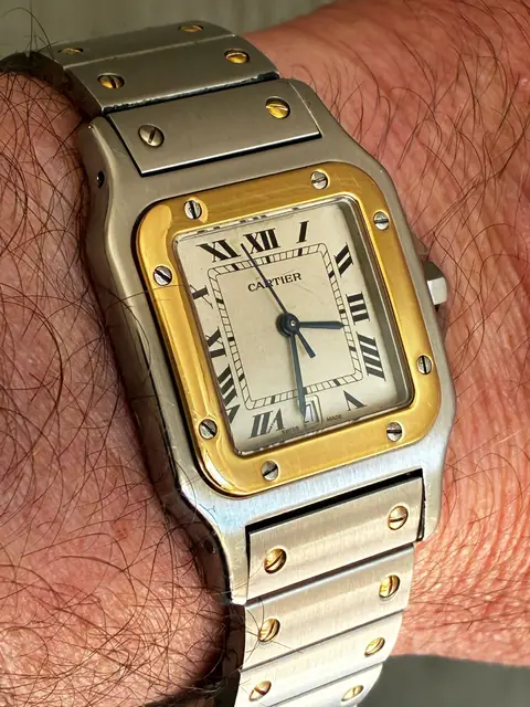 Cartier Santos ref. 1566 en acero y oro con esfera crema