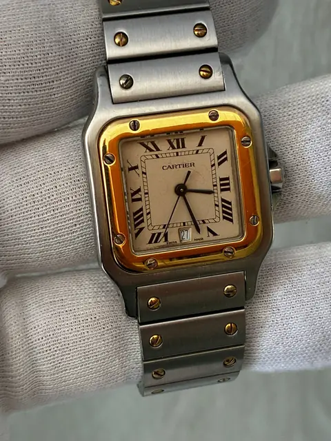 Cartier Santos ref. 1566 en acero y oro con esfera crema · foto 2
