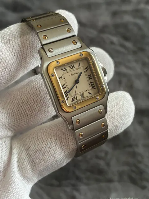 Cartier Santos ref. 1566 en acero y oro con esfera crema · foto 3