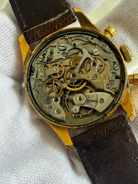 Cronógrafo vintage de cuerda Chronometre con caja chapada en oro · foto 5