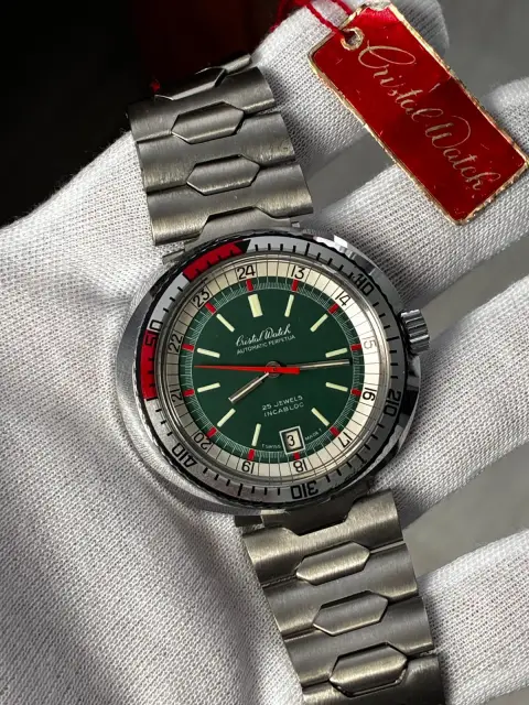Reloj diver Cristal Watch nos antiguo stock de relojería años 70