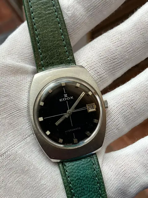 Reloj Edox automático vintage esfera negra
