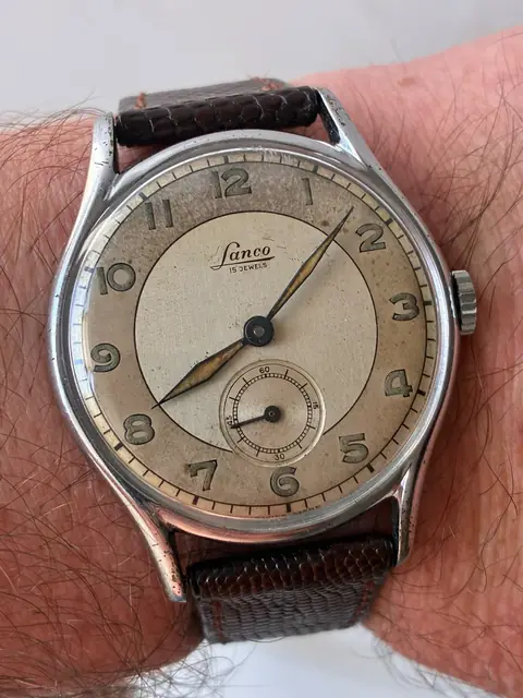 Reloj Lanco vintage de cuerda con esfera bitono