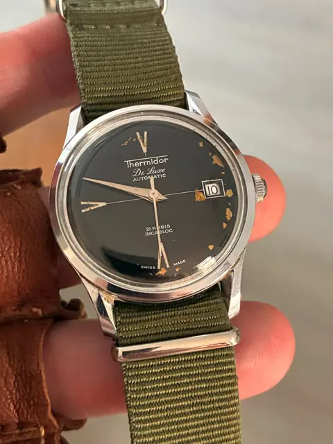 Reloj Thermidor De Luxe vintage automático con esfera negra · foto 5