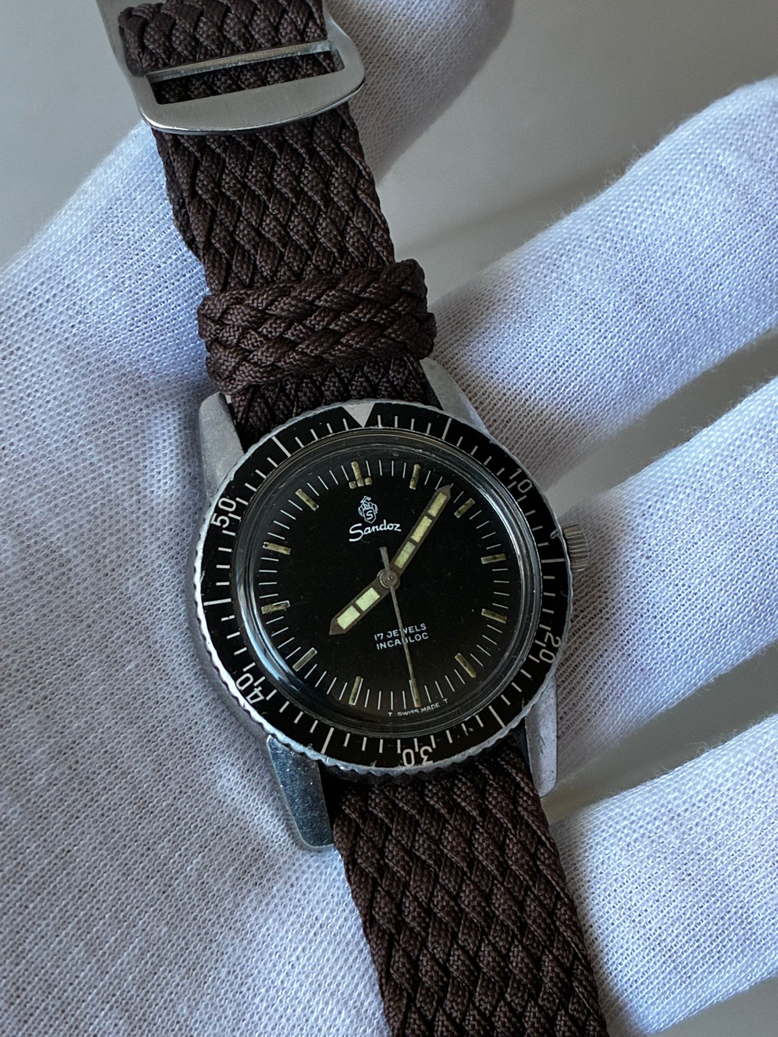 Reloj sandoz diver acero corona firmada