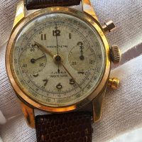 Reloj cuerda cronógrafo caja baño de oro años 60